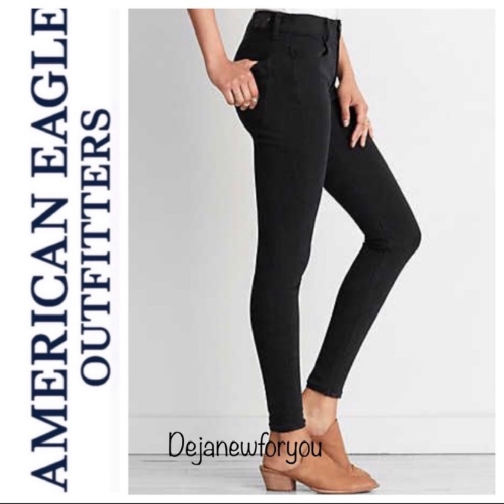 AMERICAN EAGLE BLACK HI-RISE JEGGING JEANS - Picture 1 of 5
